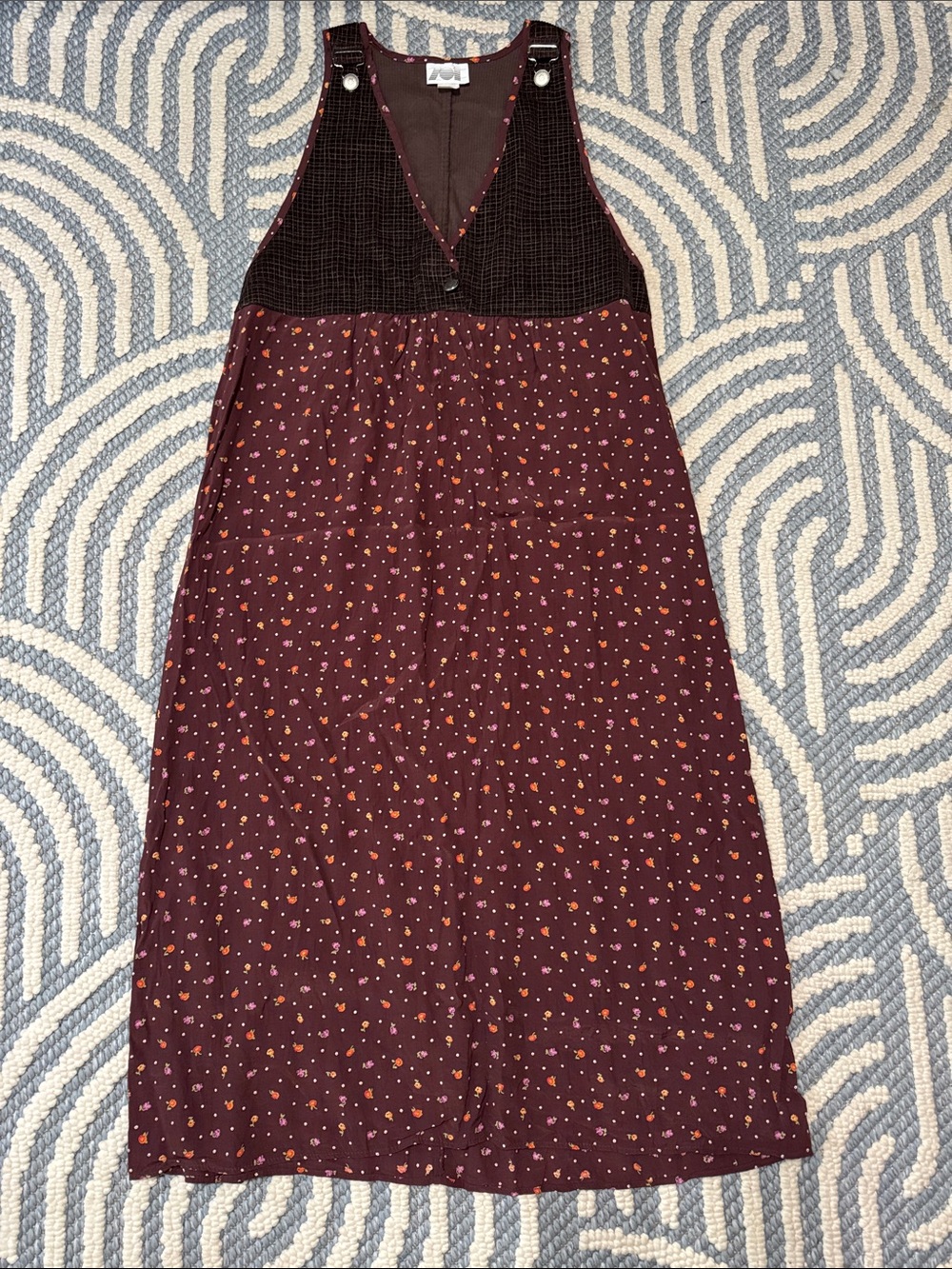 Vintage 90s ZOE California Floral Pinafore Maxi Dress Made in USA Large